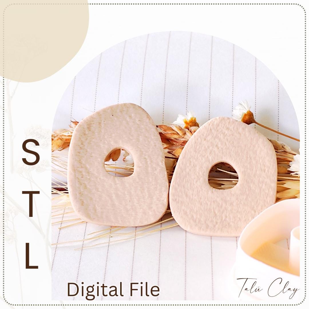 Organic Donut Digital STL File Polymer Clay Cutter, Clay Cutter File, Earring clay cutter, Instant Download, STL file for 3D Printer