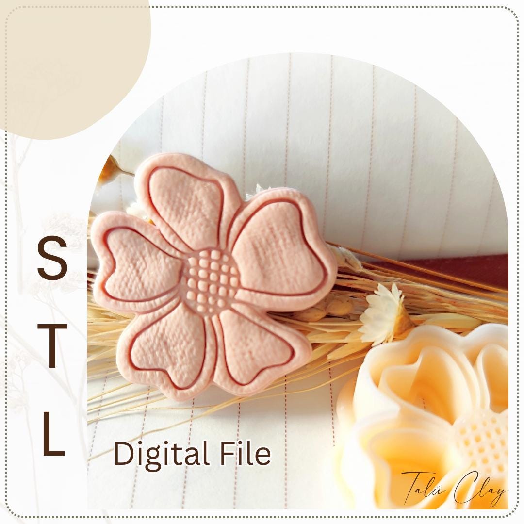 Flower Digital STL File Polymer Clay Cutter, Stl Clay Cutter File, Earring clay cutter,  Instant Download, STL file for 3D Printer