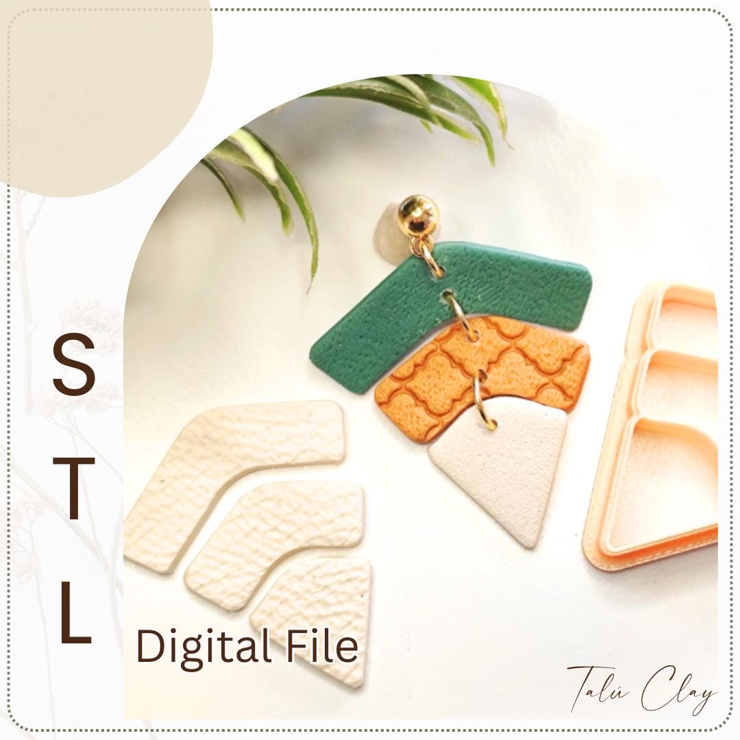 GEOMETRIC Digital STL File Polymer Clay Cutter, Clay Cutter File, Earring clay cutter,  Instant Download, STL file for 3D Printer