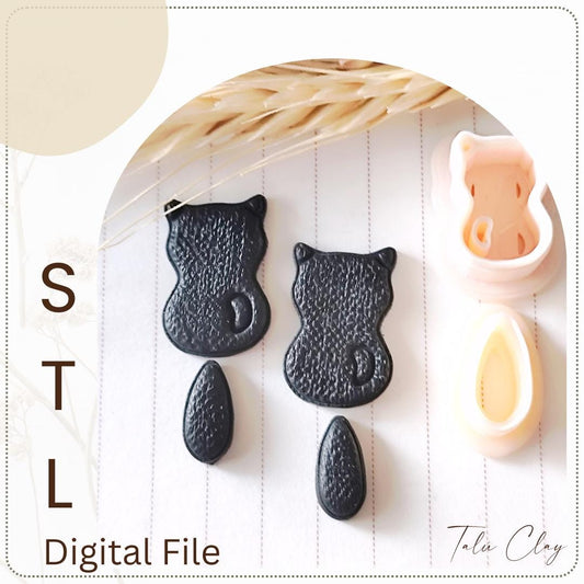 Cute Cat Digital STL File Polymer Clay Cutter, Stl Clay Cutter File, Earring clay cutter,  Instant Download, STL file for 3D Printer