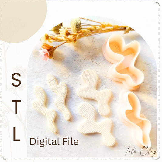 Organic Set Digital STL File Polymer Clay Cutter, Clay Cutter File, Earring clay cutter,  Instant Download, STL file for 3D Printer