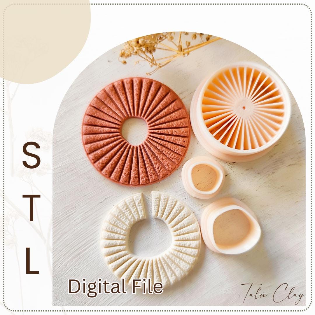 Organic Round Set Digital STL File Polymer Clay Cutter, Clay Cutter File, Earring clay cutter,  Instant Download, STL file for 3D Printer