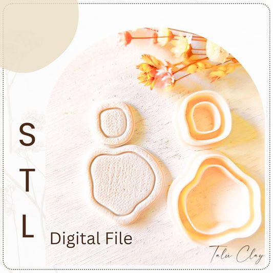 Organic Set Digital STL File Polymer Clay Cutter, Clay Cutter File, Earring clay cutter,  Instant Download, STL file for 3D Printer