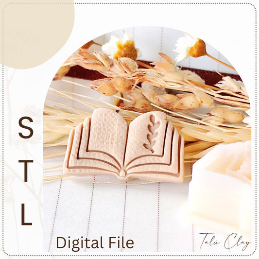 Book Digital STL File Polymer Clay Cutter, Book Clay Cutter File, Earring clay cutter,  Instant Download, STL file for 3D Printer