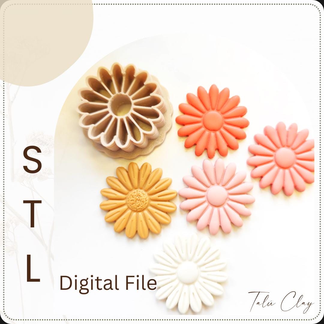 Daisy Flower Digital STL File Polymer Clay Cutter, Stl Clay Cutter File, Earring clay cutter,  Instant Download, STL file for 3D Printer