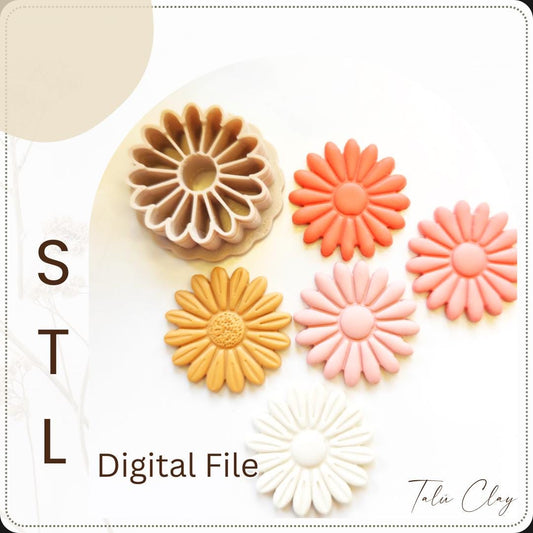 Daisy Flower Digital STL File Polymer Clay Cutter, Stl Clay Cutter File, Earring clay cutter,  Instant Download, STL file for 3D Printer