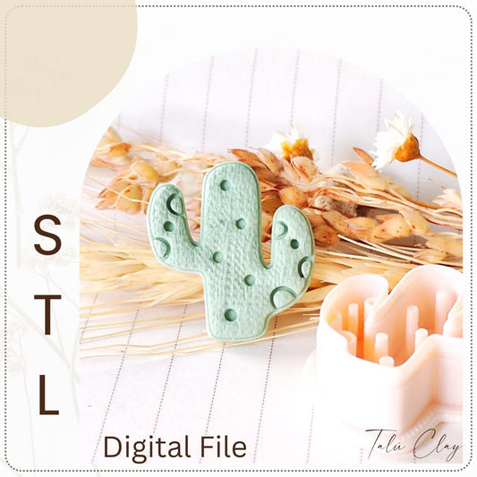 CACTUS Digital STL File Polymer Clay Cutter, Stl Clay Cutter File, Earring clay cutter,  Instant Download, STL file for 3D Printer - Cactus