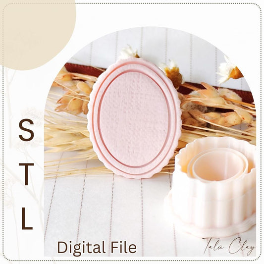 Oval Mirror Frame Digital STL File Polymer Clay Cutter, Clay Cutter File, Earring clay cutter,  Instant Download, STL file for 3D Printer