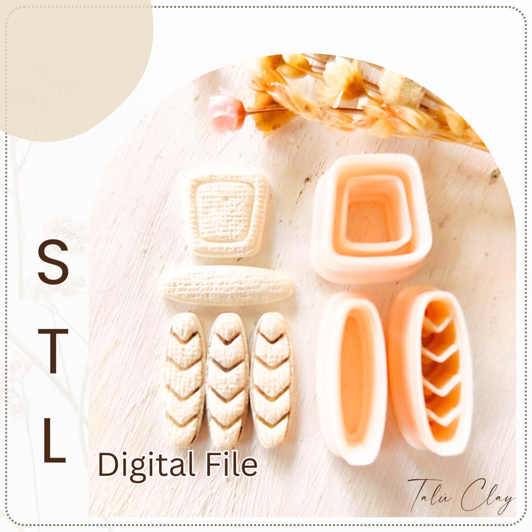 Boho Style Set Digital STL File Polymer Clay Cutter, Clay Cutter File, Earring clay cutter,  Instant Download, STL file for 3D Printer