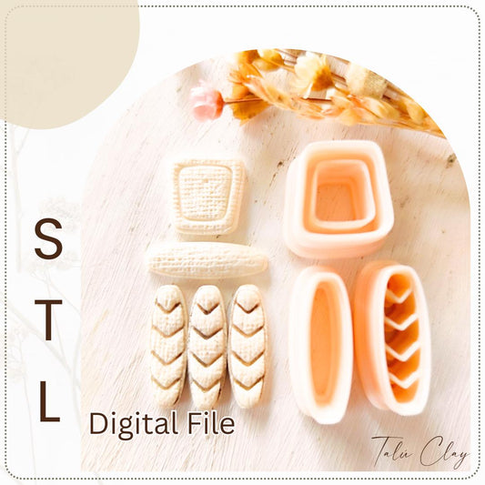 Boho Style Set Digital STL File Polymer Clay Cutter, Clay Cutter File, Earring clay cutter,  Instant Download, STL file for 3D Printer