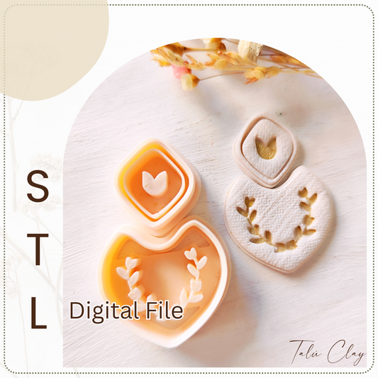 Romantic Embossing Circle SET Digital STL File Polymer Clay Cutter, Clay Cutter file