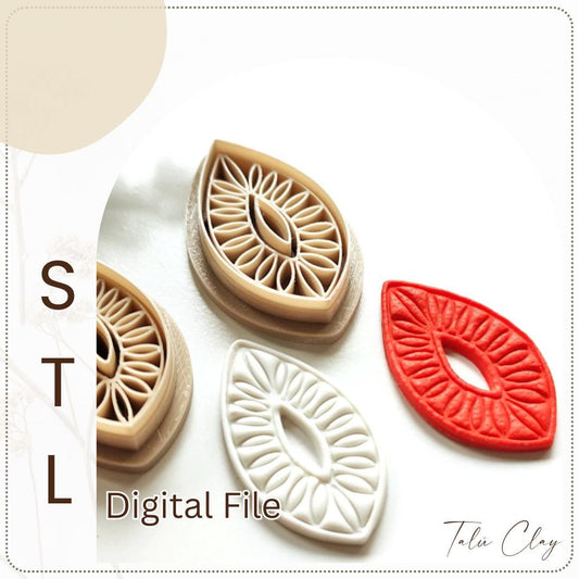 Boho Leaf Digital STL File Polymer Clay Cutter, Clay Cutter File, Earring clay cutter,  Instant Download, STL file for 3D Printer