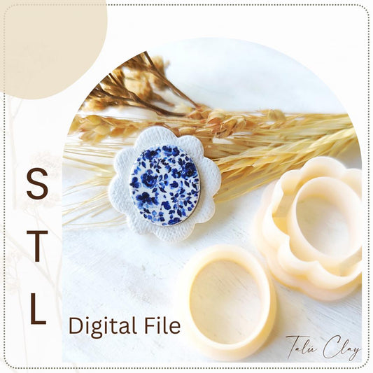Oval Mirror Frame Set Digital STL File Polymer Clay Cutter, Clay Cutter File, Earring clay cutter,  Instant Download