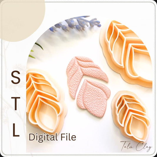 Leaf Set Digital STL File Polymer Clay Cutter, Stl Clay Cutter File, Earring clay cutter,  Instant Download, STL file for 3D Printer