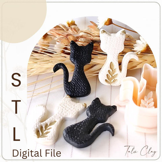 Two Cats Digital STL File Polymer Clay Cutter, Stl Clay Cutter File, Earring clay cutter,  Instant Download, STL file for 3D Printer