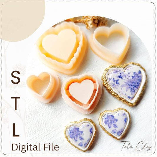 Heart Digital STL File Polymer Clay Cutter, Stl Clay Cutter File, Earring clay cutter,  Instant Download, STL file for 3D Printer - Hearts